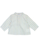 Marie Puce "Emile " Long Sleeve Button Down in Linen Stripes - Marie Puce - Button Down