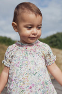 Marie Puce "Meryl" Smocked Floral Blouse in Felda Violette in Liberty London Fabric - Marie Puce - Blouse