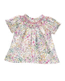 Marie Puce "Meryl" Smocked Floral Blouse in Felda Violette in Liberty London Fabric - Marie Puce - Blouse
