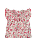 Marie Puce "Paloma" Smocked Floral Blouse in Felicite Poppy - Liberty London Cotton - Marie Puce - Blouse