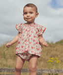 Marie Puce "Paloma" Smocked Floral Blouse in Felicite Poppy - Liberty London Cotton - Marie Puce - Blouse