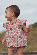 Marie Puce "Paloma" Smocked Floral Blouse in Felicite Poppy - Liberty London Cotton - Marie Puce - Blouse