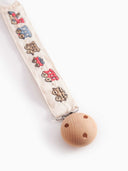 MarMar Copenhagen "Alo" Embroidered Trains Pacifier Clip - MarMar Copenhagen - Pacifier Clip