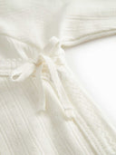 MarMar Copenhagen Long Sleeve "Tut" Wrap Top in White Pointelle - MarMar Copenhagen - Wrap Top