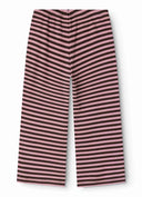 Pink and brown heather striped knit pants, back view flat lay