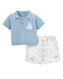 matching knit polo + print short set - nautical explorer - Elegant Baby - Matching Set