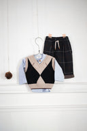 navy checked fleece pants 'robin' by +1 in the family - +1 in the family - Bottoms