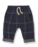 navy checked fleece pants 'robin' by +1 in the family - +1 in the family - Bottoms