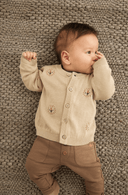 oxford tan knit cardigan - embroidered lions - MinyMo - MinyMo - 