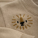 oxford tan knit cardigan - embroidered lions - MinyMo - MinyMo - 