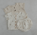 palm tree short sleeve + bloomer set - alo oatmeal - Peekaboo - Matching Set