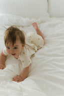 Peekaboo "Alo" Short Sleeve Top + Bloomer in Oatmeal Palm Tree - Peekaboo - Matching Set