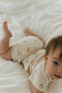 Peekaboo "Alo" Short Sleeve Top + Bloomer in Oatmeal Palm Tree - Peekaboo - Matching Set
