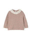 silver pink stripe knit + lace collar sweater - 'samar' by cozmo - My Little Cozmo - 