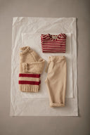 striped elastic fleece t-shirt - burgundy 'joel' - cozmo - My Little Cozmo - 