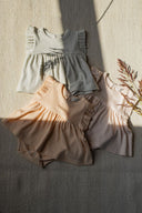 striped ruffle body dress - nude 'dolca' - +1 in the family - 
